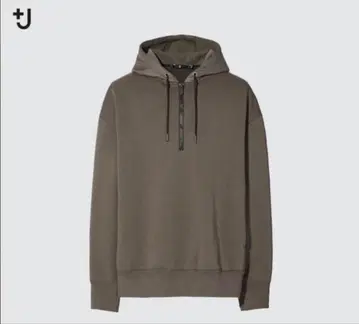 미사용 새상품 특대형 XXL 브라운 유니클로 +J 하프 지퍼 후디 후드티