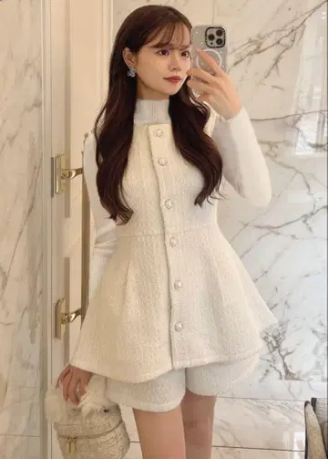 새상품 GRL 그레일 프리 트위드 베스트 x 숏팬츠 셋업