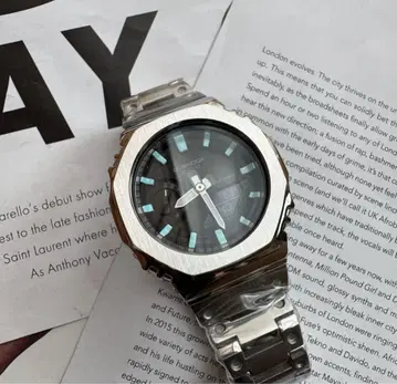 G-SHOCK GA-2100-1A 커스텀 블루 스테인리스 케이스