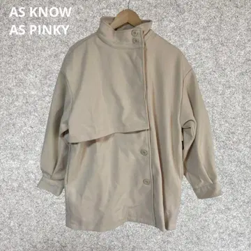 AS KNOW AS PINKY 베이지 하이넥 오버 사이즈 자켓