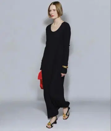 yae 2way Uneck rib long dress