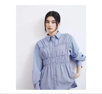 VIS  셔링 디자인 셔츠
