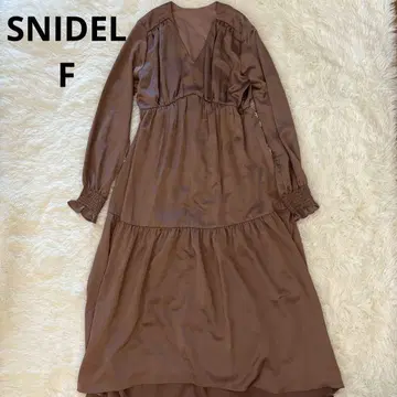 SNIDEL 브라운 V넥 원피스 프리 사이즈