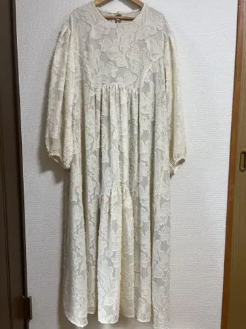 컷 자카드 개더 원피스
