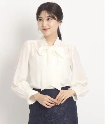 보타이 블라우스 리본 타이 오피스 캐주얼