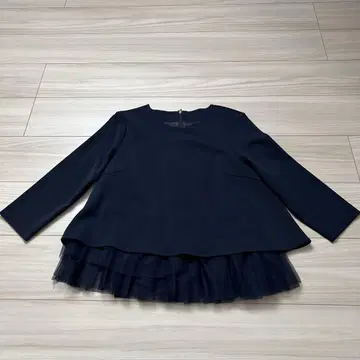 LATO*CALLE 네이비 프릴 7부 소매 상의