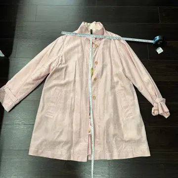 레오나르 핑크 트렌치코트 실크 혼방