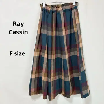 레이 카즌 Ray Cassin 롱 플레어 스커트 F 빅 체크 무늬