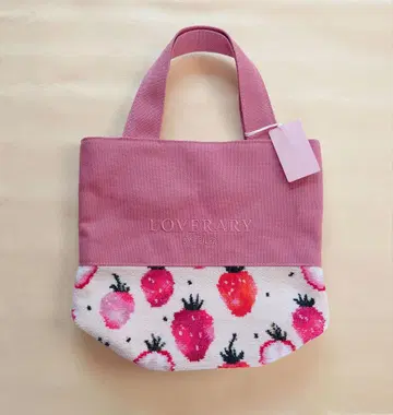 FEILER 러브러리 스트로베리 도트 토트백 아이보리 x 핑크