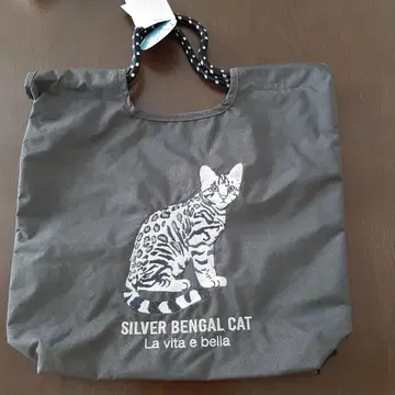 애니멀 자수 코드 토트 벵갈 고양이 토트백