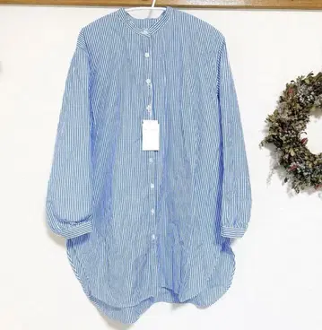 style + comfort 파랑과 화이트 스트라이프 긴팔 셔츠