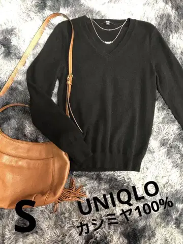 UNIQLO 블랙 캐시미어 100 V넥 스웨터 S