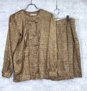 Borbonese 일본제 구제 의류 메추라기 패턴 블라우스 스커트 투피스