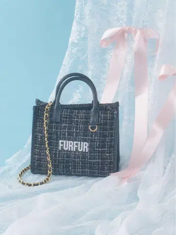 FURFUR 트위드 로고 토트백