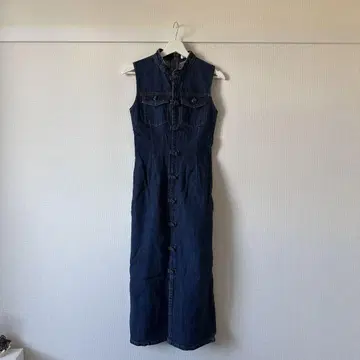 moussy 롱 원피스 데님 원피스 슬리브리스 원피스