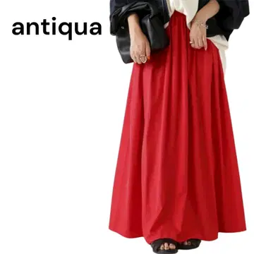 antiqua 개더 스커트 여성용 롱 스커트 레드 새상품