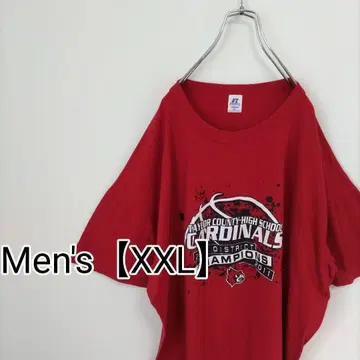 D50 [US 수입] RUSSELL T셔츠 [남성용 2XL] 반팔 빨간색