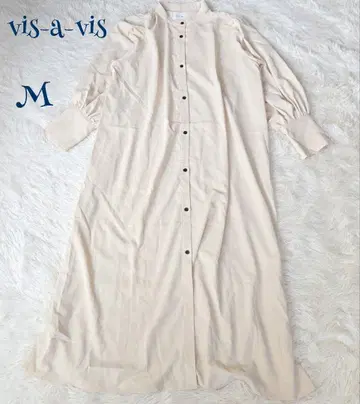 [ 비자비 ] 노카라 퍼프 슬리브 롱 셔츠 원피스 M 무지 깔끔한