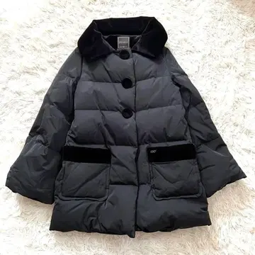 FOXEY 다운 코트 벨로아 버튼 블랙 M