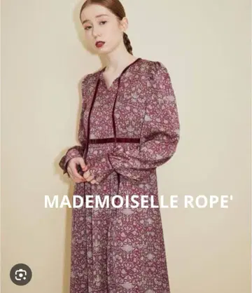 마드모아젤 로페 꽃무늬 벨로아 리본 원피스 벨벳 리본 앤티크