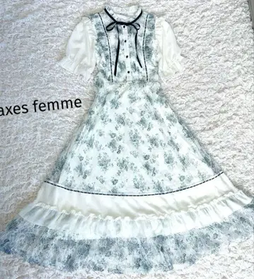 엑시즈팜 플라워 레이스 리본 롱 맥시 길이 원피스