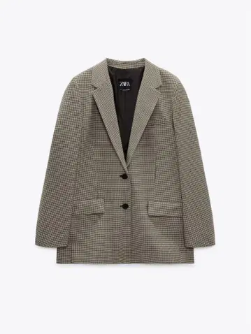 ZARA 체크 무늬 테일러드 자켓