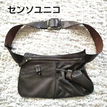 센소유니코 가죽 웨스트 파우치 벨트 백 다크 브라운