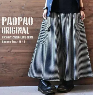 PAOPAO 오리지널 히코리 카고 롱 스커트