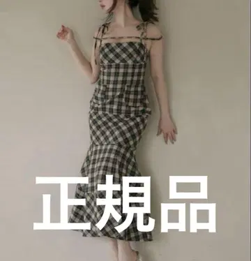 andmary cecily 체크 롱 드레스