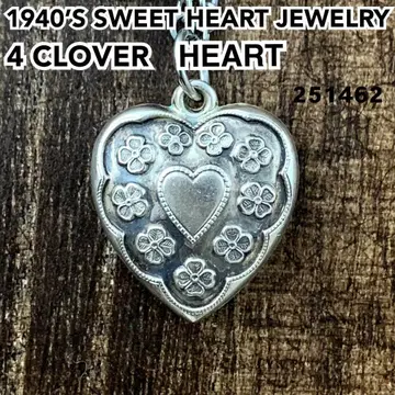 스위트하트 주얼리 클로버 실버 빈티지 목걸이 NAVY