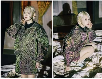 hazama 밤하늘을 달리는 투명 채도의 퀼팅 세일러 자켓