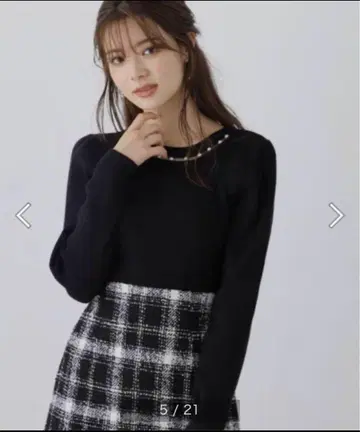 프로포션 펄 넥 리브 니트 택 포함 새상품! S 사이즈