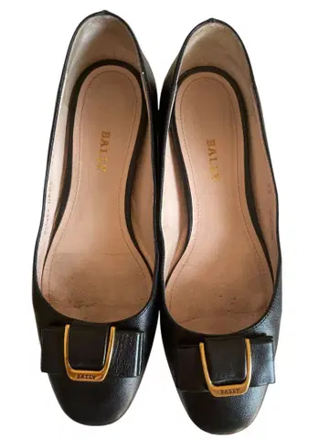 BALLY 블랙 플랫슈즈 골드 버클