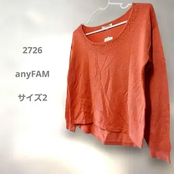 anyFAM 오렌지 크루넥 니트 긴팔 사이즈 2 M 상당 택 포함 새상품