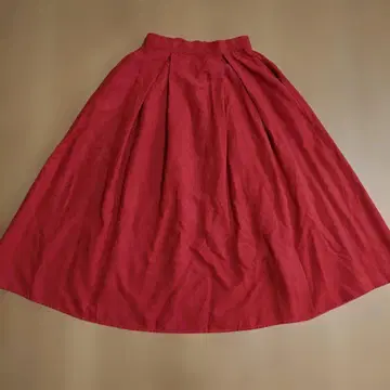 Lil nina 릴니나 선명한 주홍색 플레어 롱 스커트 턱 디자인