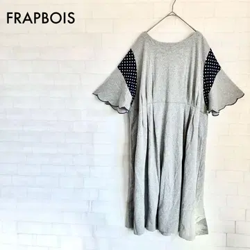 [ 미사용급 ] FRAPBOIS 그레이 도트 무늬 소매 이소재 원피스