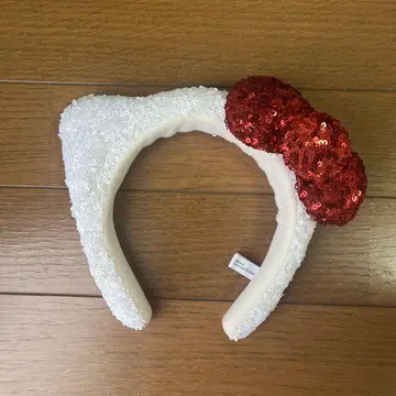 헬로키티 머리띠 화이트 컬러 스팽글