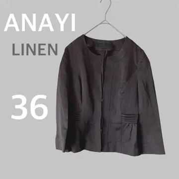 ANAYI 노카라 자켓 7부 소매 린넨 36 일본제