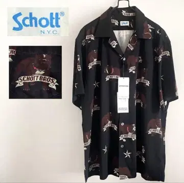 Schott 샷 알로하 셔츠 불독 블랙