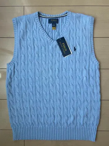 미사용 택 포함 하자 있음 폴로 랄프로렌 케이블 니트 베스트 QR 택