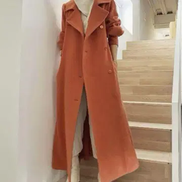 Ameri poofy flare long coat orange