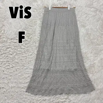 Vis (F) 패턴 편직 라메 내로우 스커트