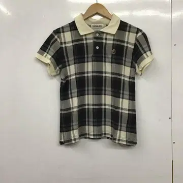 체크 무늬 반팔 피케 셔츠