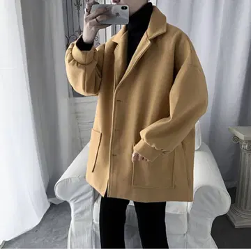 빅 실루엣 체스터 코트 롱 코트 베이지
