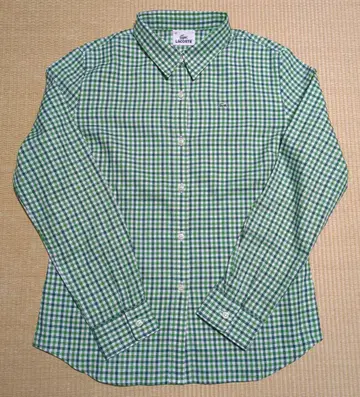 [ 새상품급 ] LACOSTE 그린 화이트 체크 셔츠 M