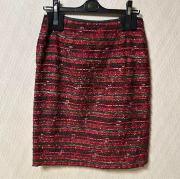 Harrods 빨간색 계열 스트라이프 타이트 스커트 M