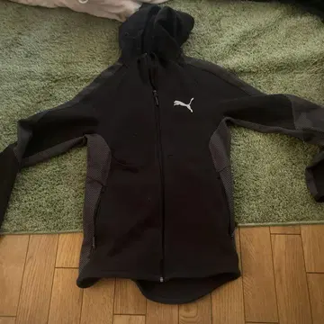 PUMA 풀 집업 후드 부착 후드티 XS 블랙