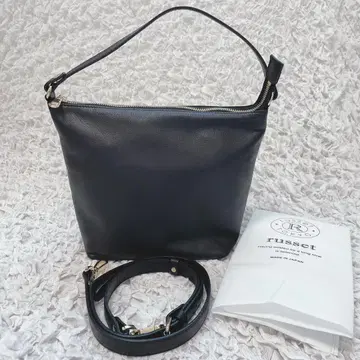 미사용 russet 소프트 가죽 심플 숄더백 블랙