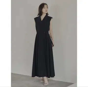 anuans 더블 새틴 테일러드 플레어 원피스