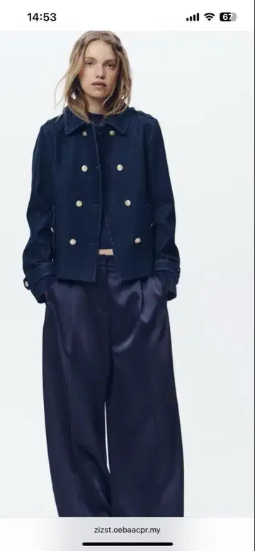 완판 ZARA 데님 더블 브레스트 자켓